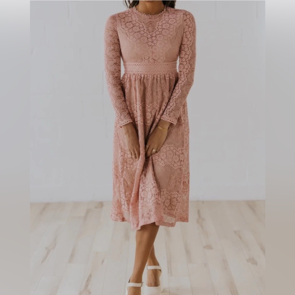Roolee Rose Andrina Lace Midi Dress